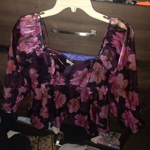 THIRTY-THIRE loral puffer sleeve blouse